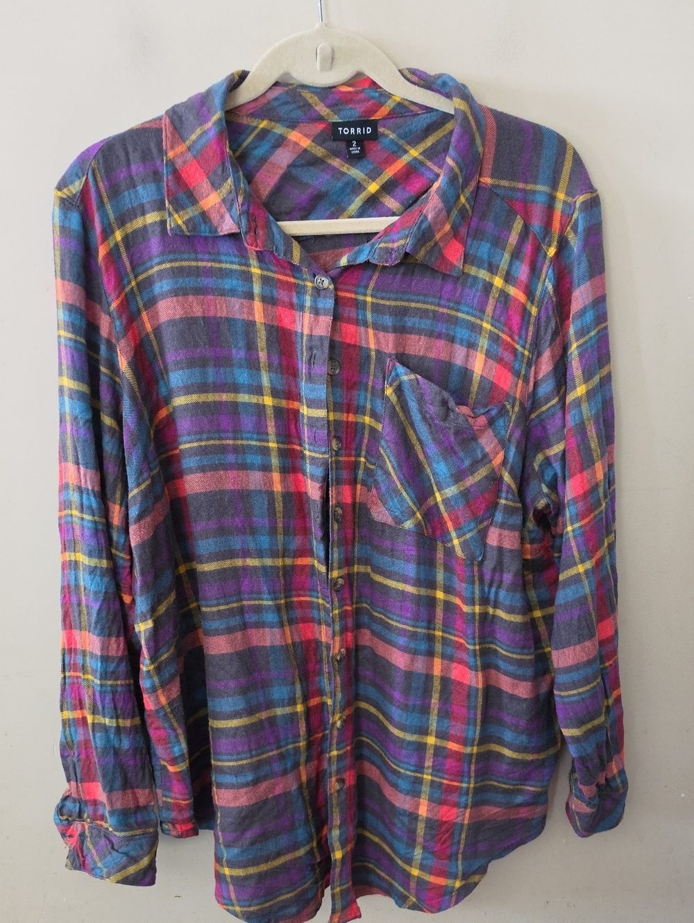 Torrid Multicolor Plaid Button-Up Shirt